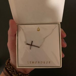 Lemon drop Sterling Silver Cross Necklace